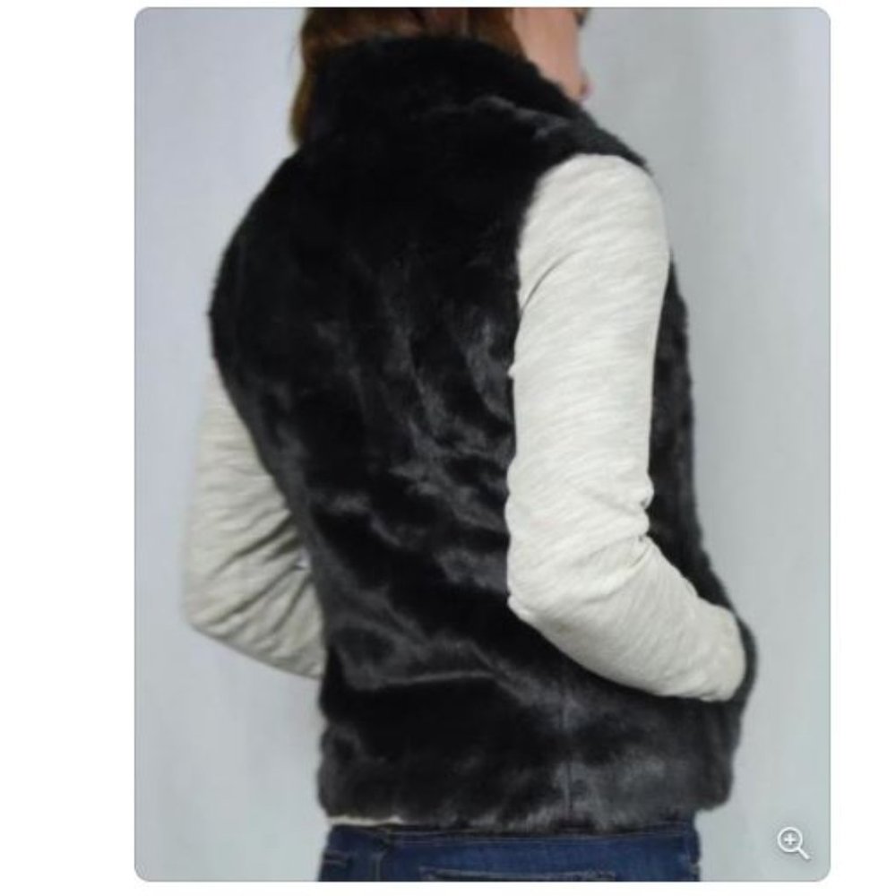 Banana Republic Faux Fur Vest with Pockets Black Brown Lined